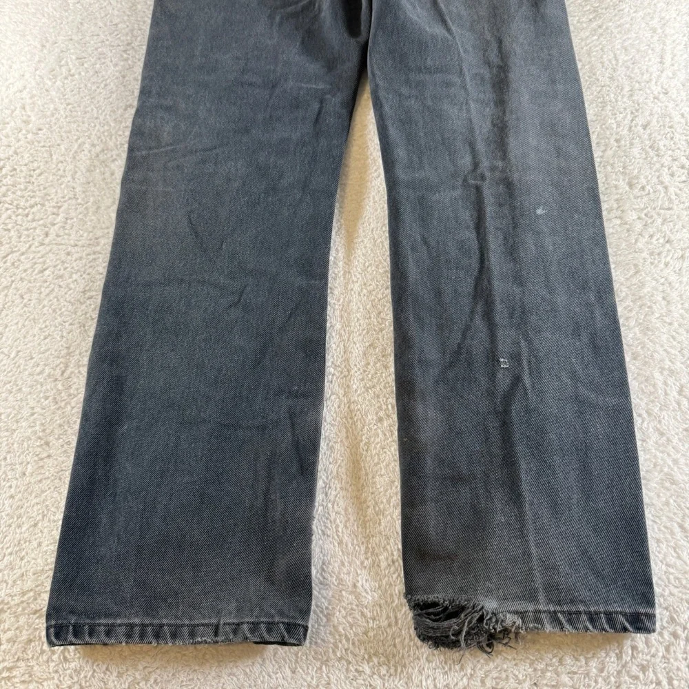 Y2K Levis 501 Jeans Mens 33x32 (tag 34x32) Black Button Fly‎ Straight Distressed